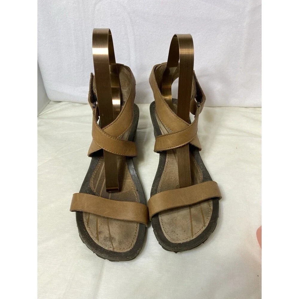 Teva Womens Cabrillo Brown Leather Strap S/N 1007732 Wedge Sandals Size 10
